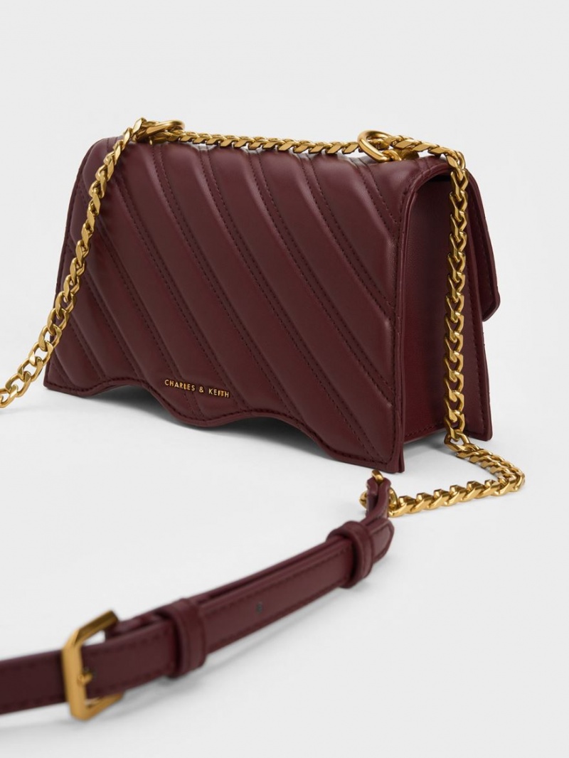 Charles & Keith Freja Wavy Trapeze Crossbody Veske Mørke Sjokolade | RFJYV8760