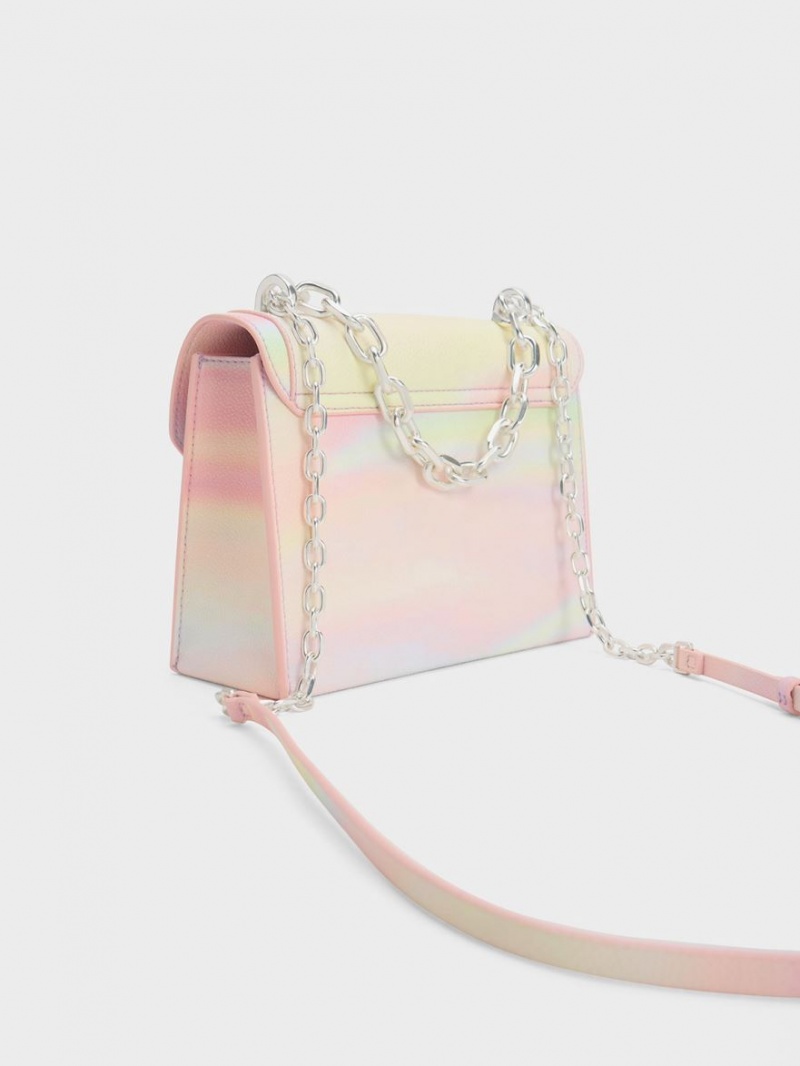 Charles & Keith Front Flap Chain Handle Crossbody Veske Multicolor | OACVW4613