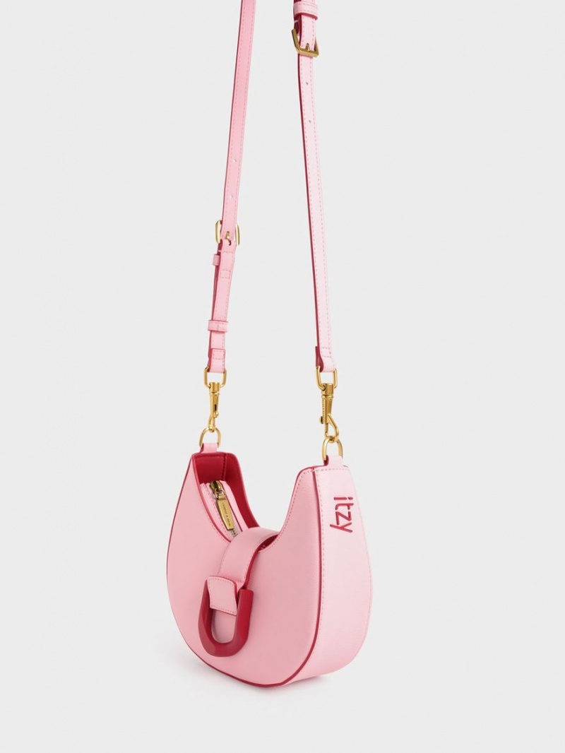 Charles & Keith Gabine Belted Hobo Veske Rosa | XCONP7681