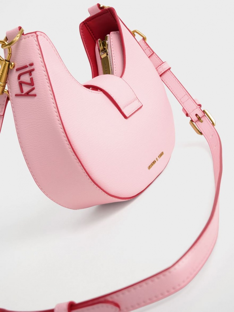 Charles & Keith Gabine Belted Hobo Veske Rosa | XCONP7681