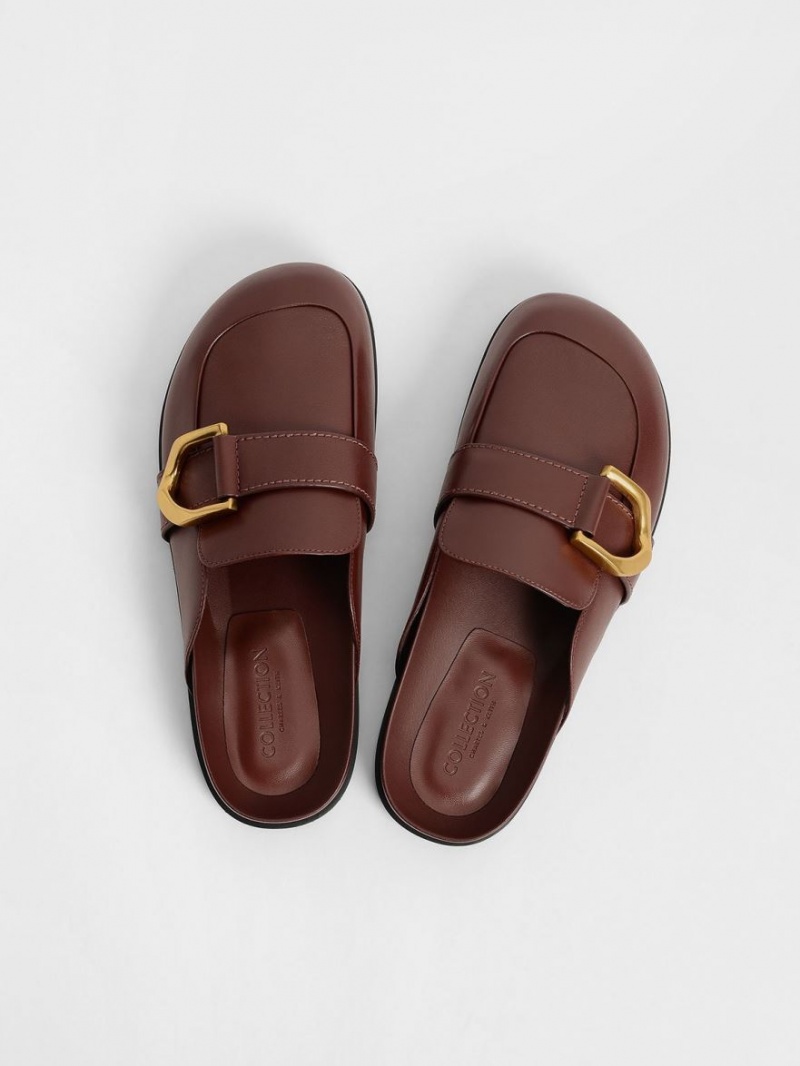 Charles & Keith Gabine Buckled Lær Loafer​ Mules Sko Brune | OCNWA7254