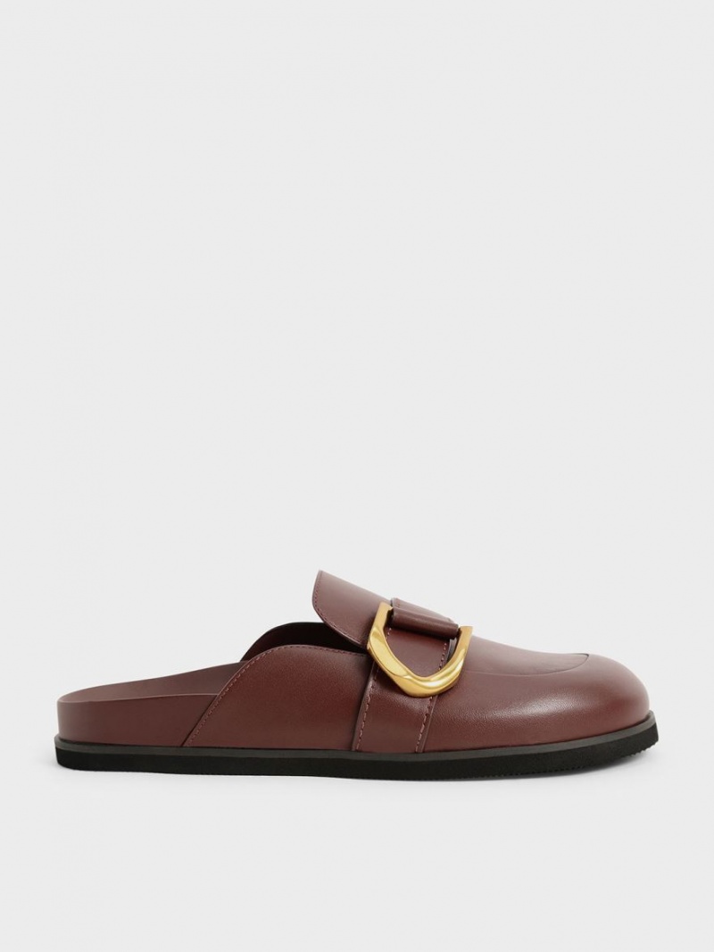 Charles & Keith Gabine Buckled Lær Loafer​ Mules Sko Brune | OCNWA7254