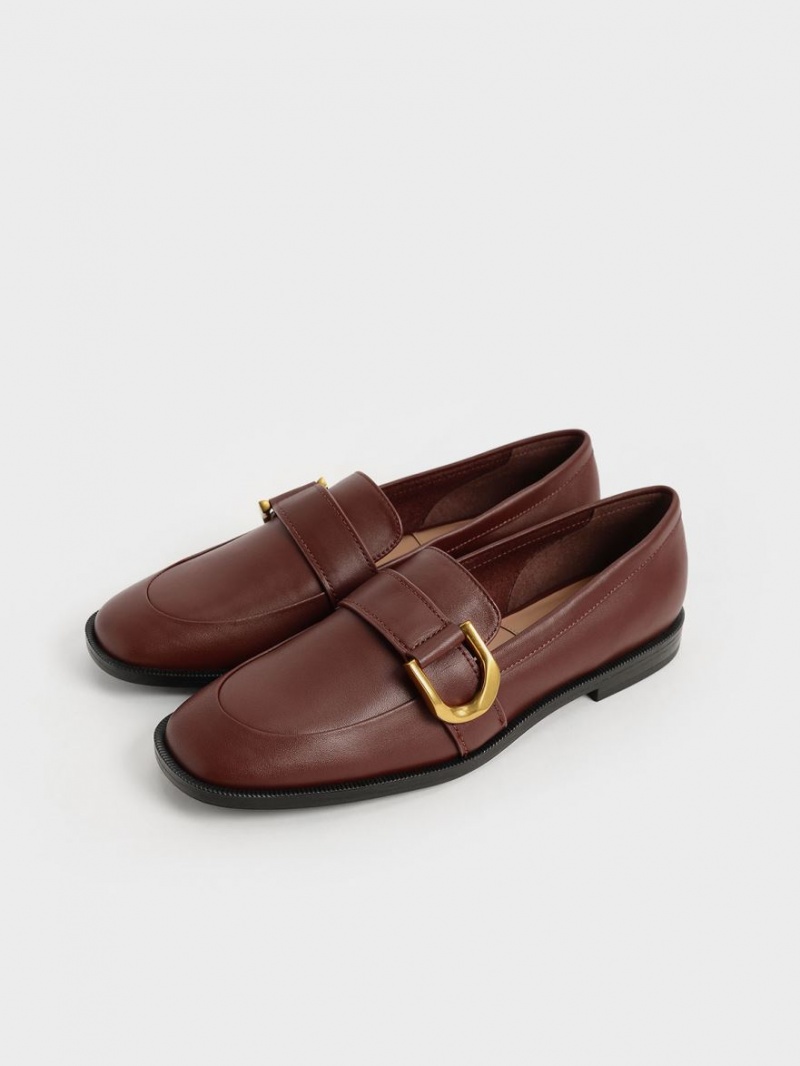 Charles & Keith Gabine Buckled Lær​ Loafers Brune | ZBISK5962