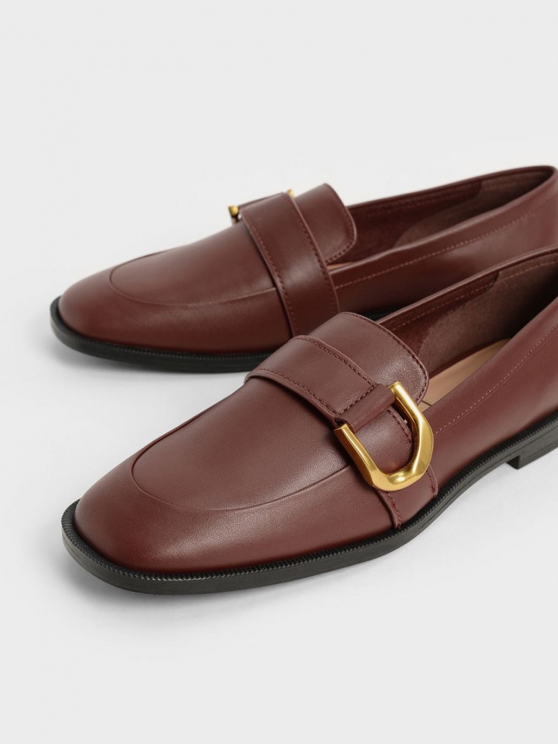 Charles & Keith Gabine Buckled Lær​ Loafers Brune | ZBISK5962