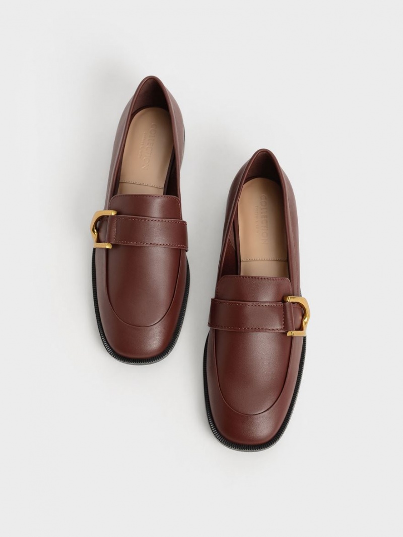 Charles & Keith Gabine Buckled Lær​ Loafers Brune | ZBISK5962