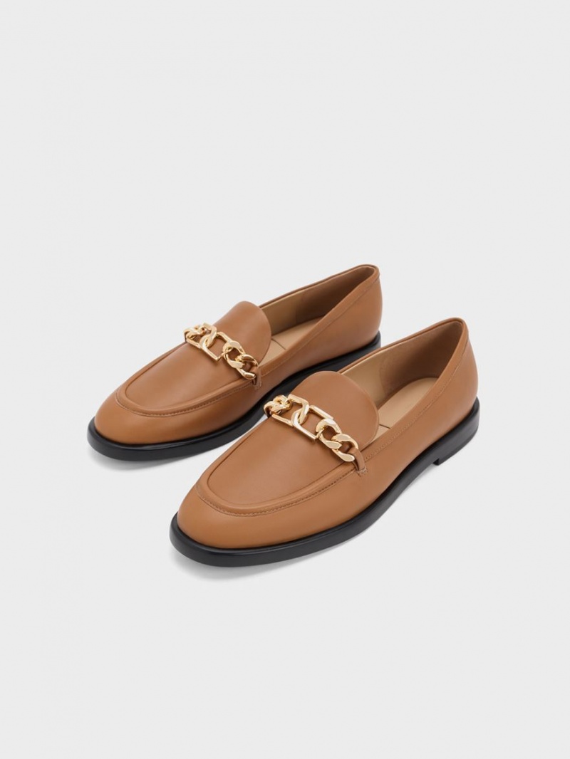 Charles & Keith Gabine Chain-Link Lær Loafers Brune | YIWMU3860