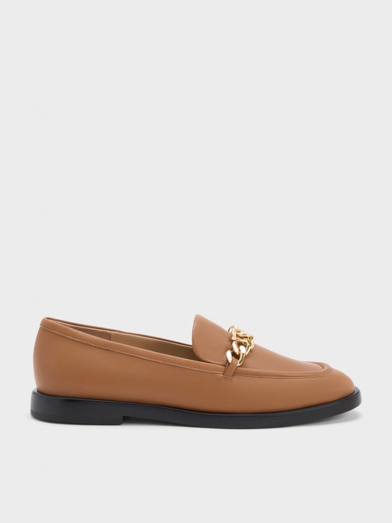 Charles & Keith Gabine Chain-Link Lær Loafers Brune | YIWMU3860