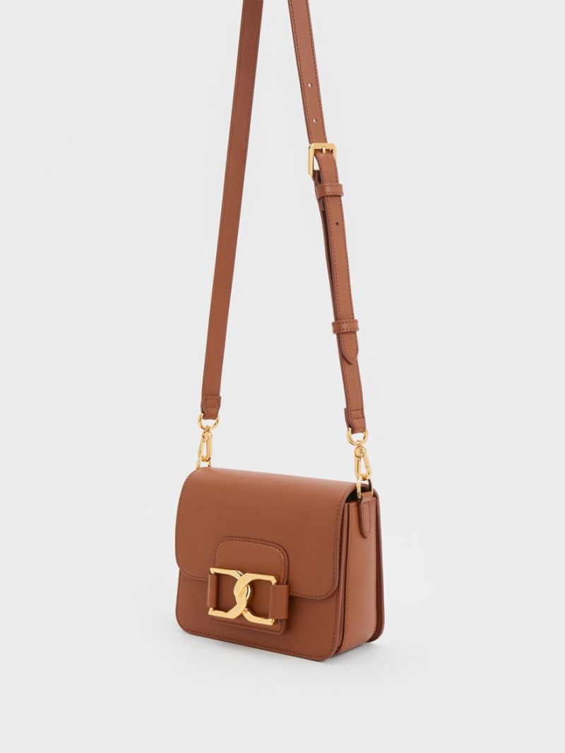 Charles & Keith Gabine Lær Crossbody Veske Brune | EFVLH9160