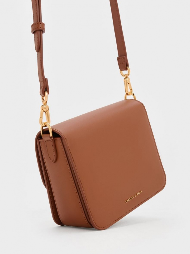 Charles & Keith Gabine Lær Crossbody Veske Brune | EFVLH9160