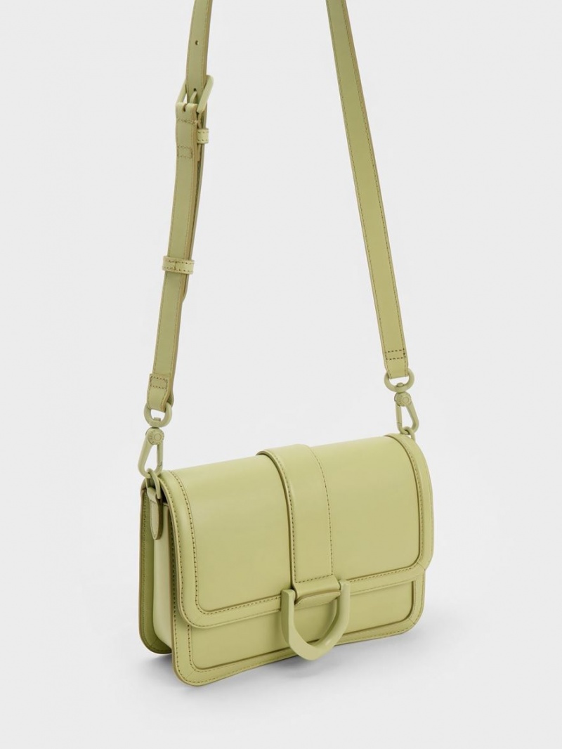 Charles & Keith Gabine Lær Crossbody Veske Grønn | EVWNI5491