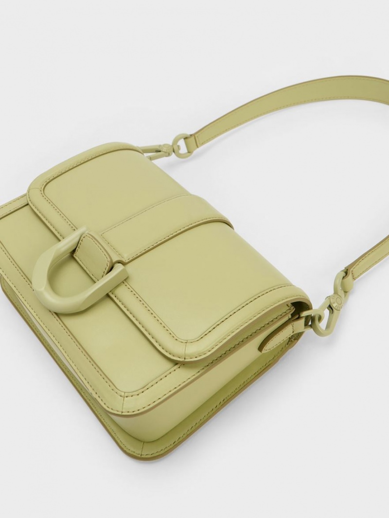 Charles & Keith Gabine Lær Crossbody Veske Grønn | EVWNI5491