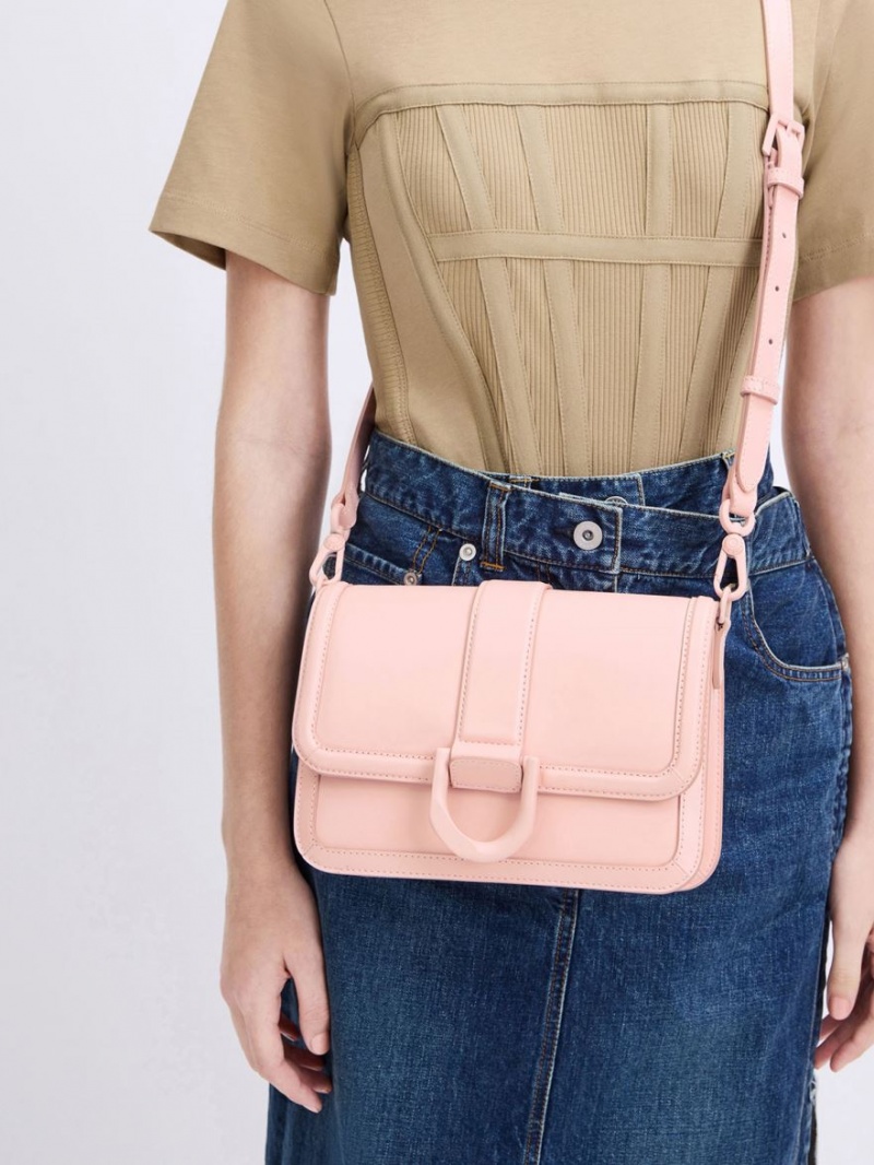 Charles & Keith Gabine Lær Crossbody Veske Rosa | IGKJB4520