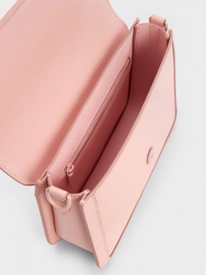 Charles & Keith Gabine Lær Crossbody Veske Rosa | IGKJB4520