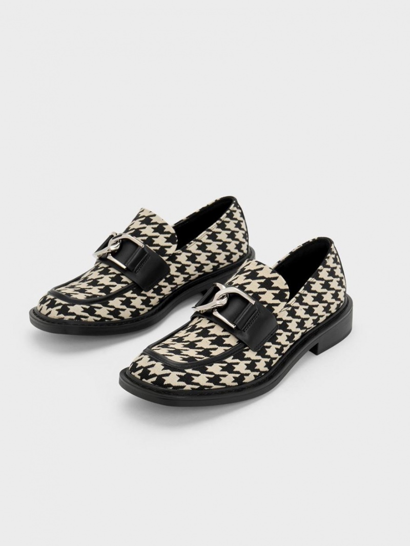 Charles & Keith Gabine Lær Houndstooth Loafers Multicolor | DBUHM8537