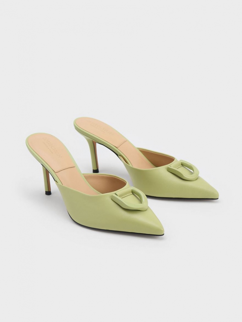 Charles & Keith Gabine Lær Mules Sko Grønn | VZSPW0516