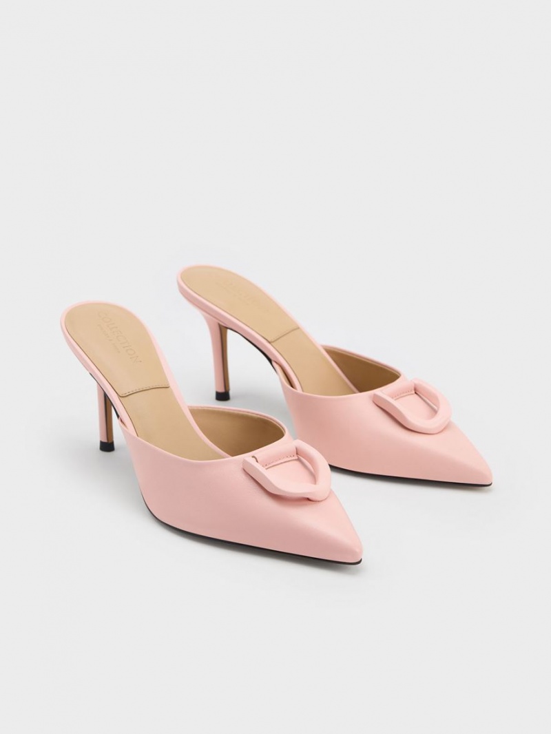 Charles & Keith Gabine Lær Mules Sko Rosa | MRPOH4126