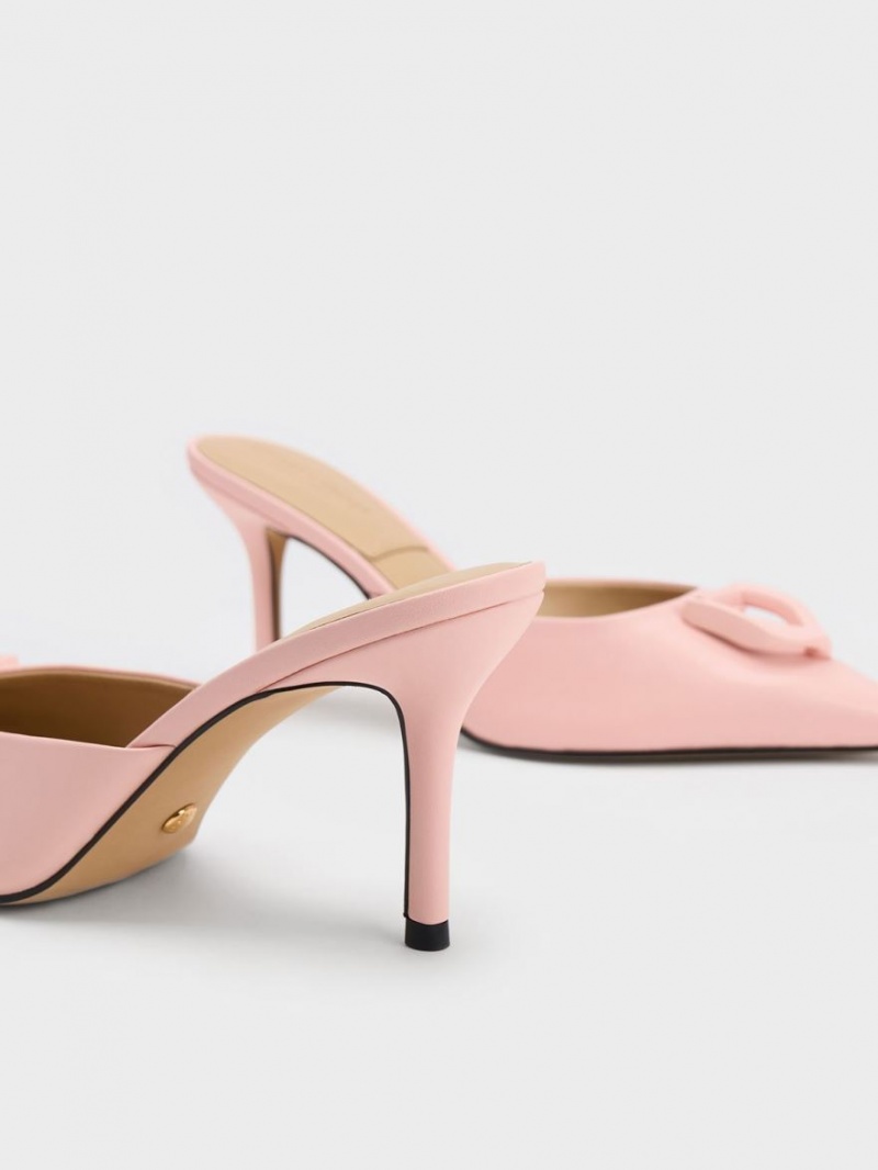 Charles & Keith Gabine Lær Mules Sko Rosa | MRPOH4126