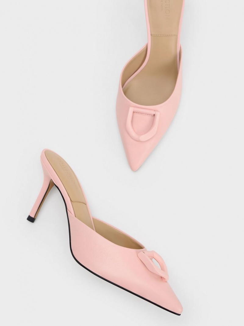 Charles & Keith Gabine Lær Mules Sko Rosa | MRPOH4126