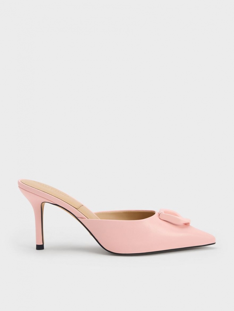 Charles & Keith Gabine Lær Mules Sko Rosa | MRPOH4126