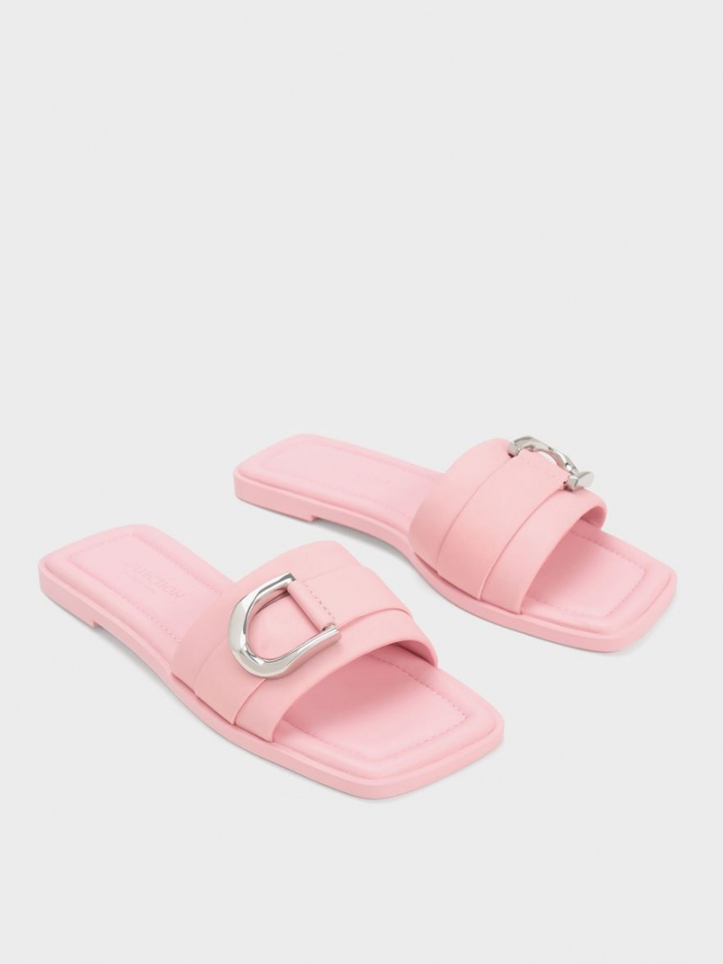 Charles & Keith Gabine Lær Slidesandaler Rosa | MEOSV8364