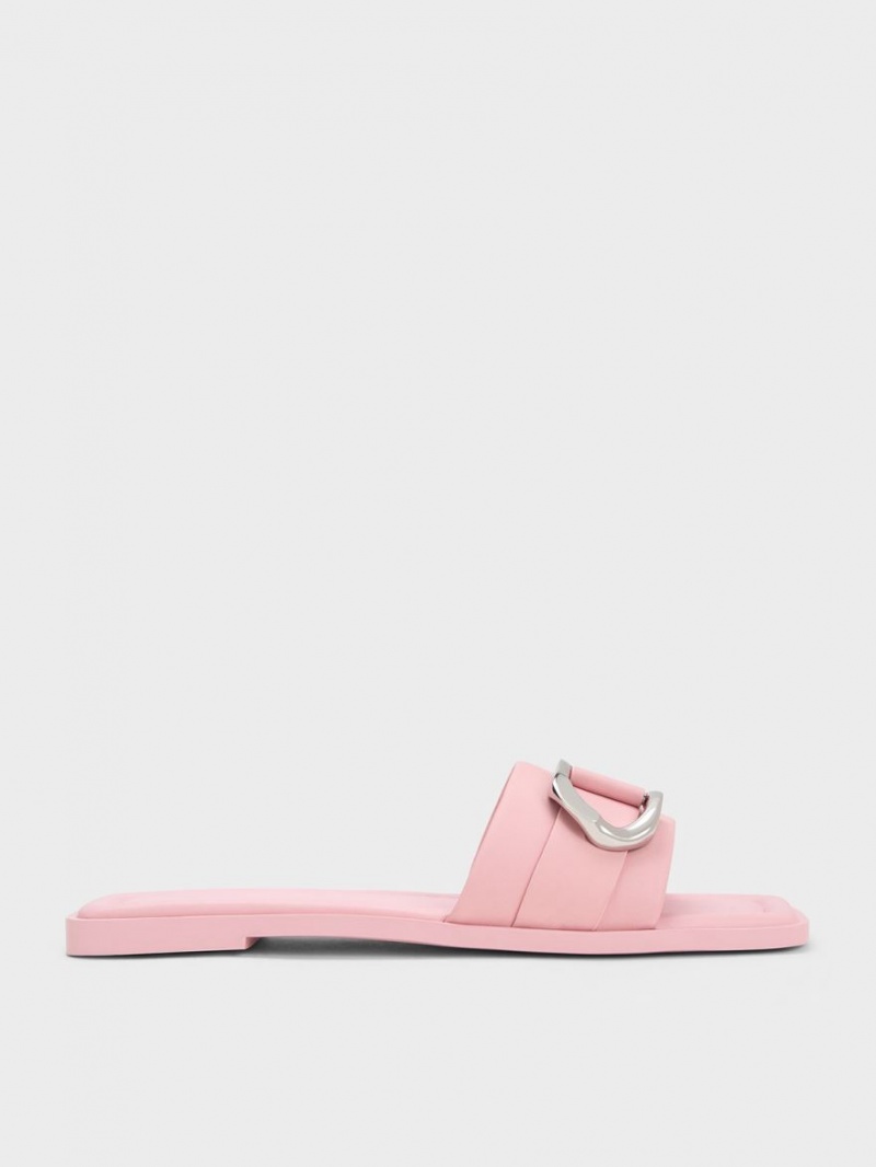 Charles & Keith Gabine Lær Slidesandaler Rosa | MEOSV8364