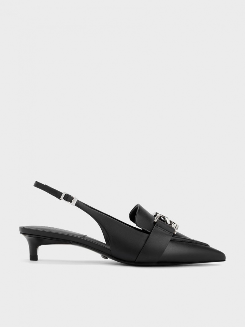 Charles & Keith Gabine Lær Slingback Pumps Svarte | YESML7826