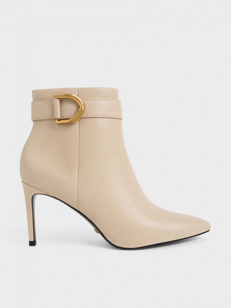 Charles & Keith Gabine Lær Støvler Med Hæl Beige | GIAVJ2751