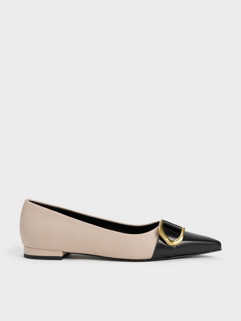 Charles & Keith Gabine Lær Tå-Cap Ballerinasko Beige | XZPTN2685