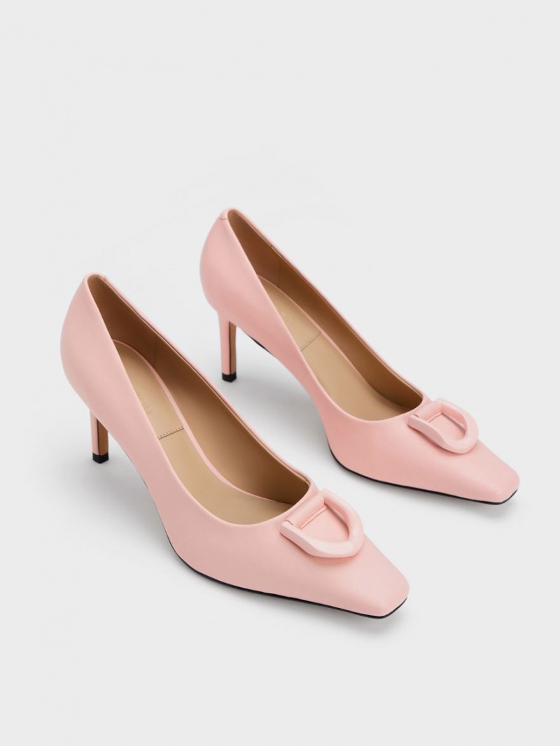 Charles & Keith Gabine Lær Tapered Pumps Rosa | DSNYT4357