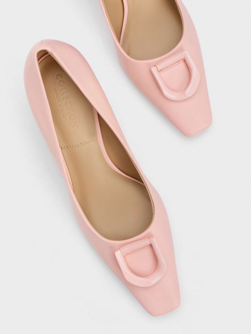 Charles & Keith Gabine Lær Tapered Pumps Rosa | DSNYT4357