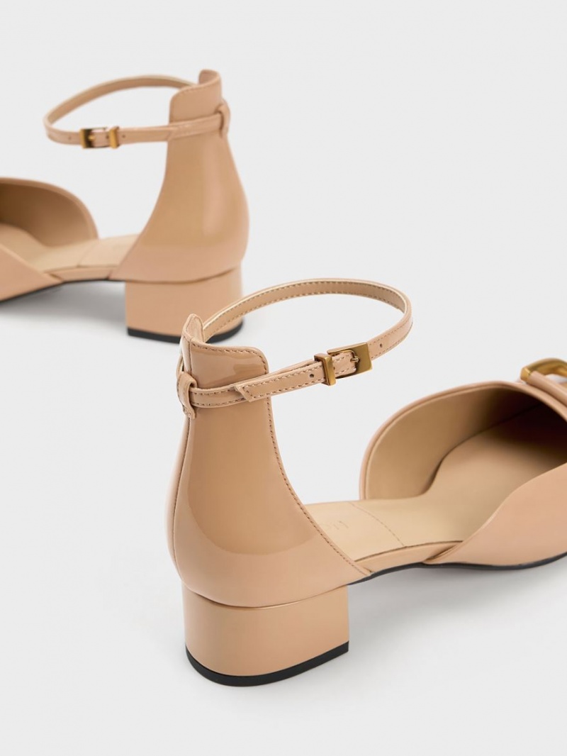 Charles & Keith Gabine Patent Lær D'Orsay Pumps Beige | AZPIF0542