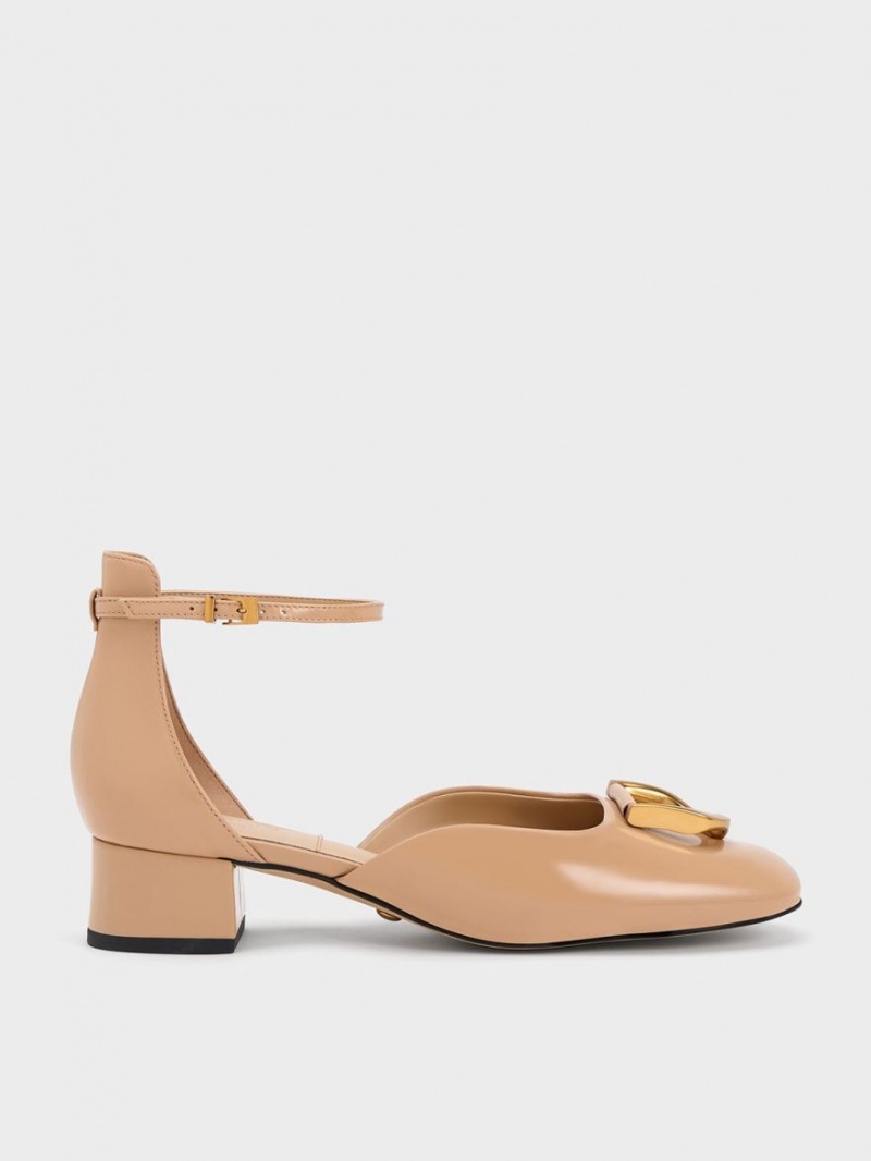 Charles & Keith Gabine Patent Lær D\'Orsay Pumps Beige | AZPIF0542