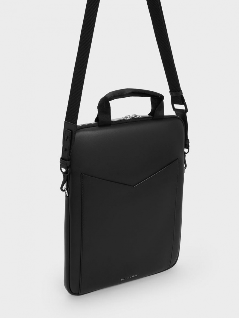 Charles & Keith Gaia Laptop Skulderveske Svarte | AIMJF1064