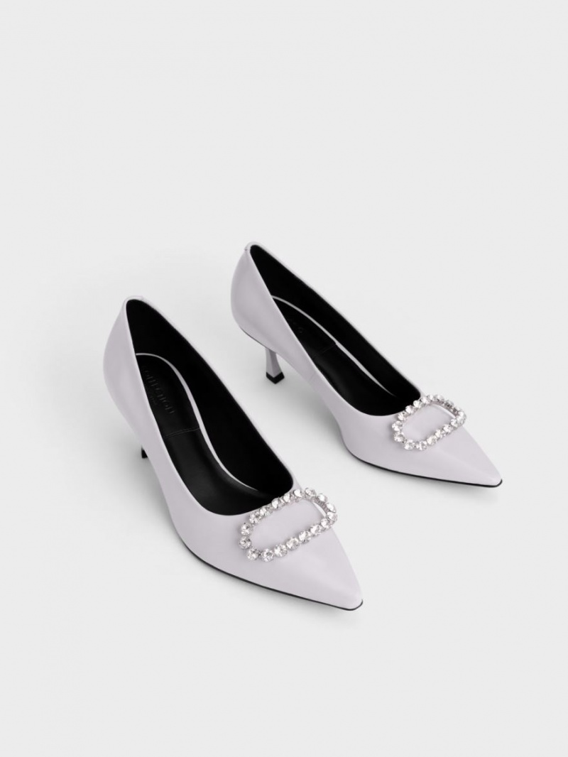 Charles & Keith Gem-Embellished Patent Lær Pumps Lilla | GNHFJ7951