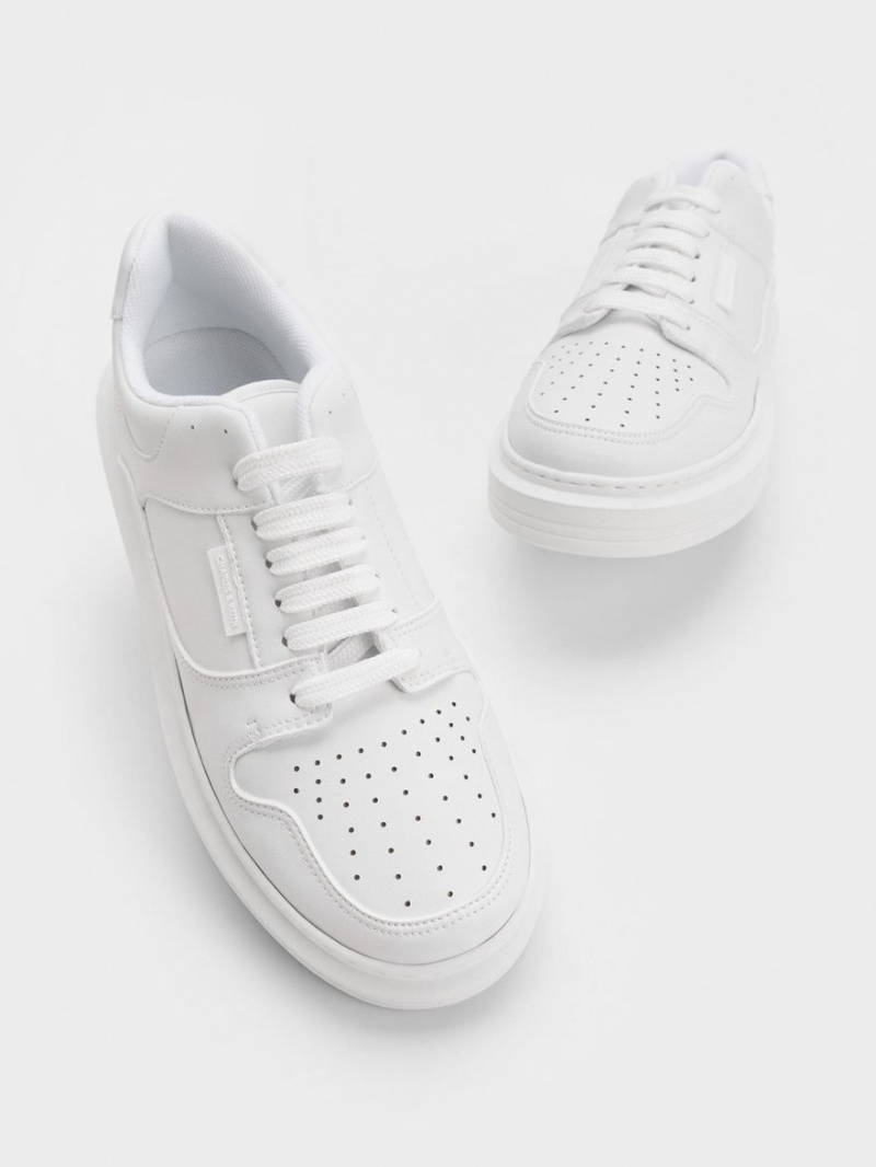 Charles & Keith Gem-Embellished Platform Sneakers Hvite | LIYJA1409