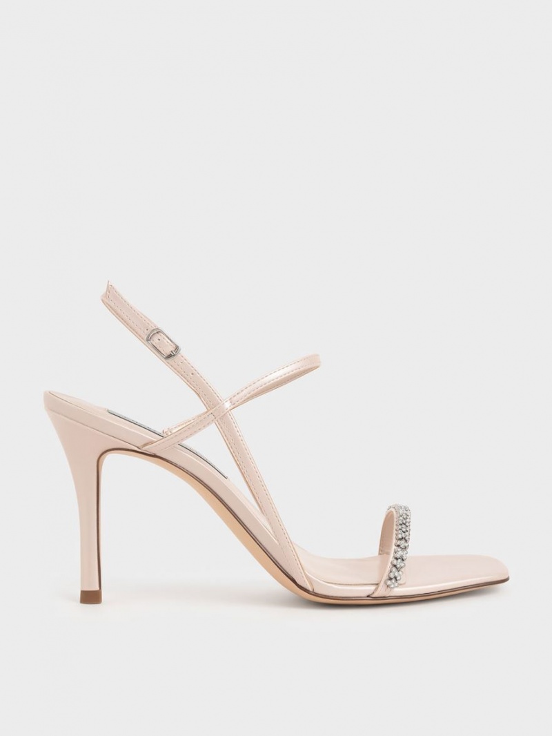 Charles & Keith Gem-Embellished Sandaler Med Reim Beige | USYED5213