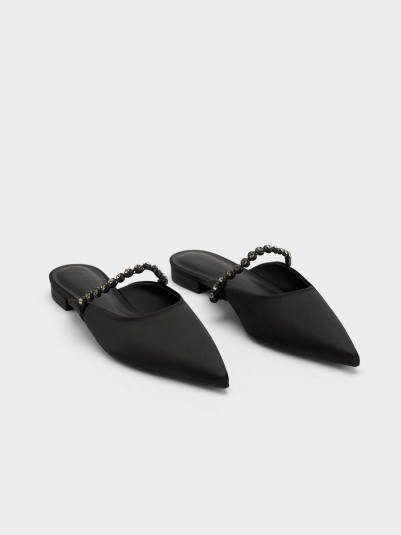 Charles & Keith Gem-Reima Flate Mules Sko Svarte | DUPCB5896