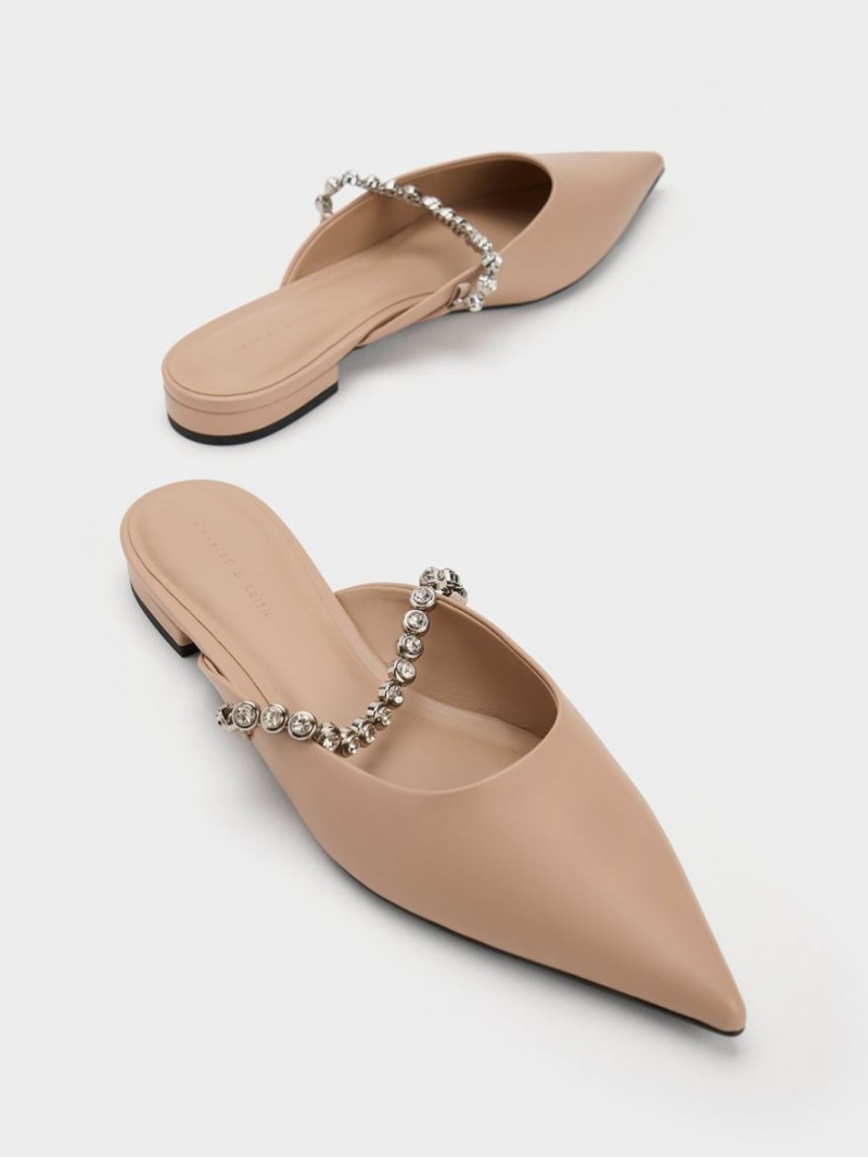 Charles & Keith Gem-Reima Flate Mules Sko Beige | KNVWT2903