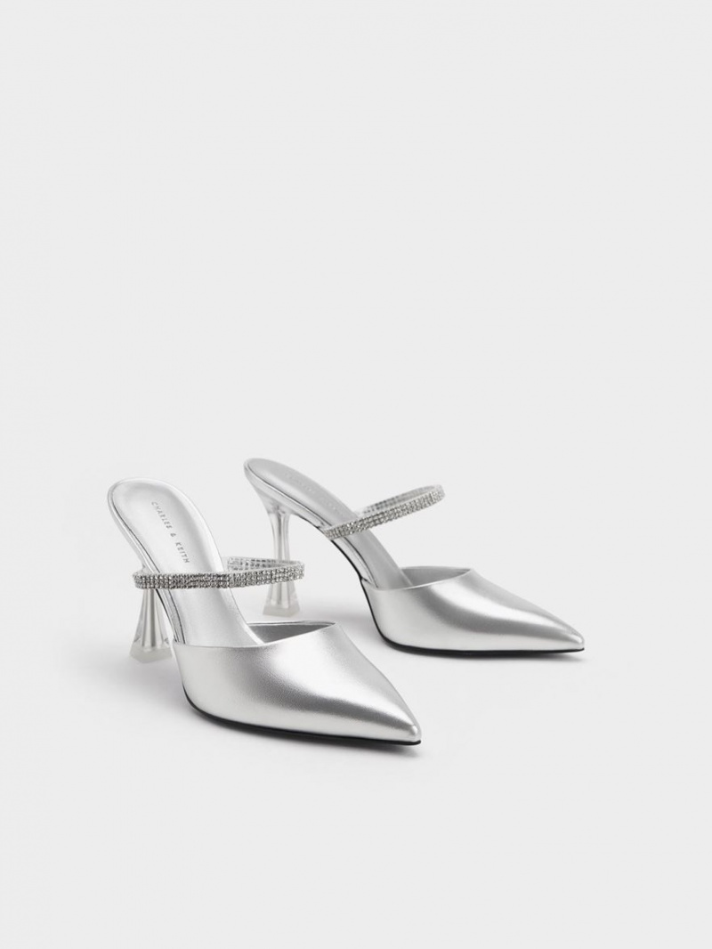 Charles & Keith Gem Reima Metallic Mules Sko Sølv | VULFQ7809