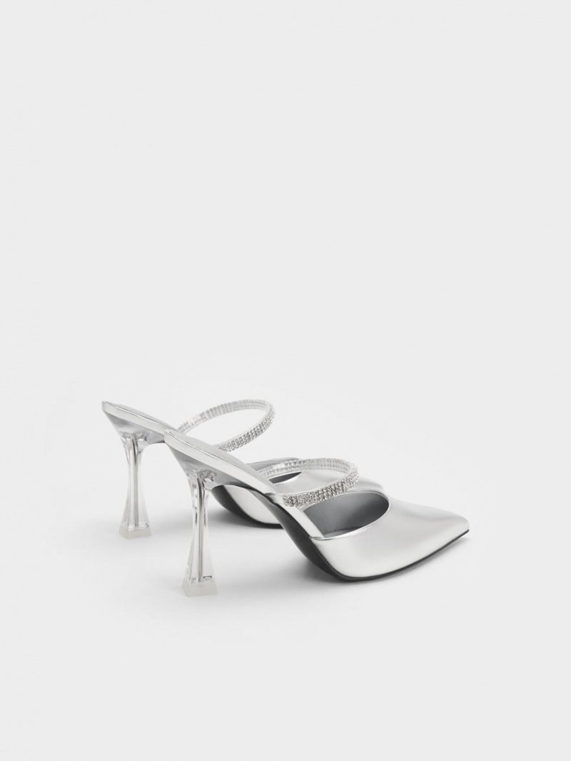 Charles & Keith Gem Reima Metallic Mules Sko Sølv | VULFQ7809