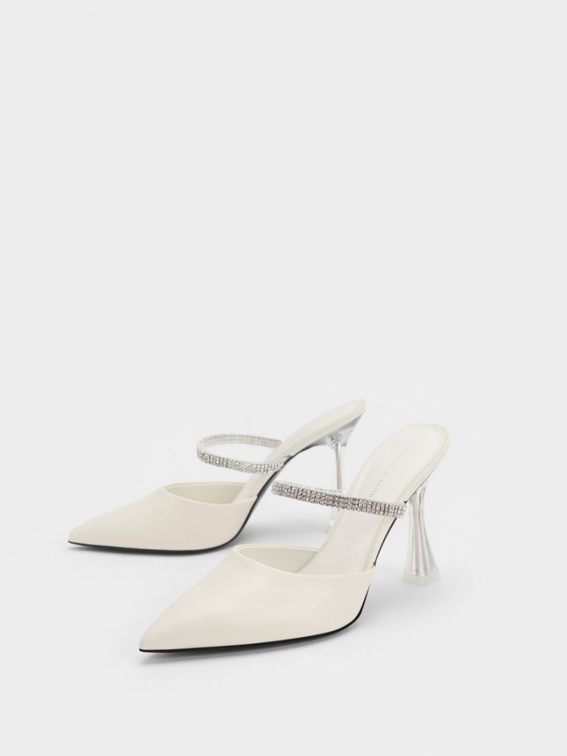 Charles & Keith Gem Reima Mules Sko Pisket Krem | WVSZE5394