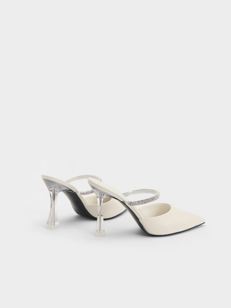 Charles & Keith Gem Reima Mules Sko Pisket Krem | WVSZE5394