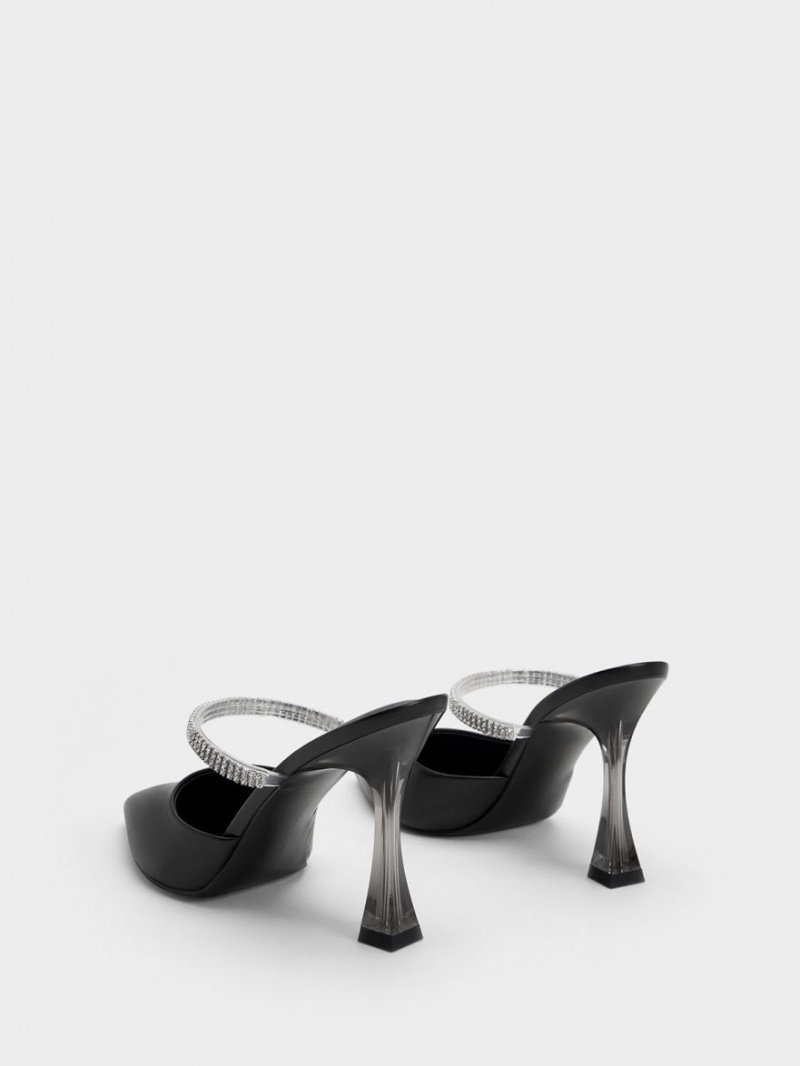 Charles & Keith Gem Reima Mules Sko Svarte | CEHGM1682