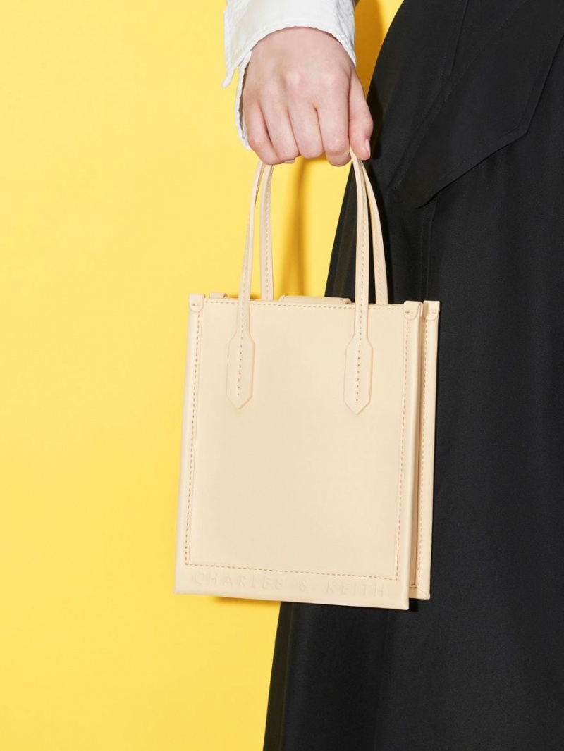 Charles & Keith Geometric Tote Veske Beige | SDUZQ8619