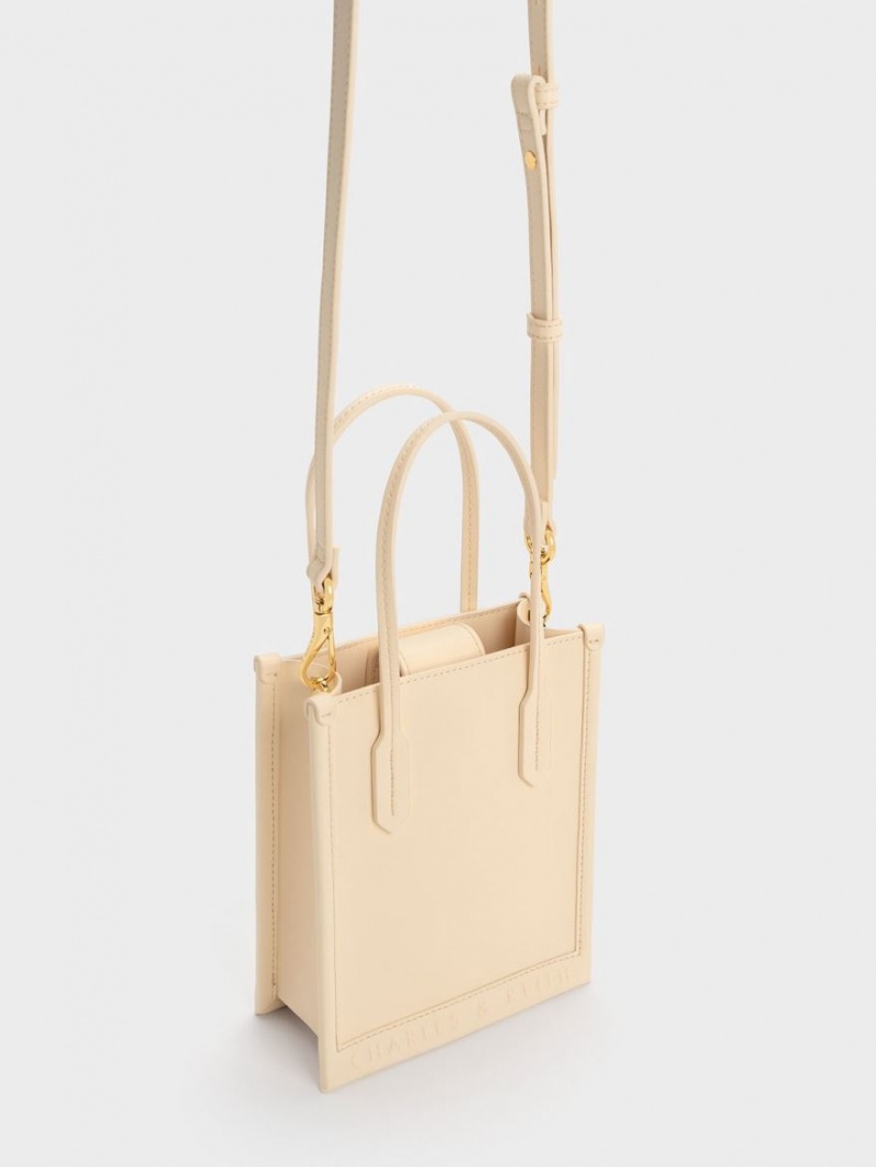 Charles & Keith Geometric Tote Veske Beige | SDUZQ8619