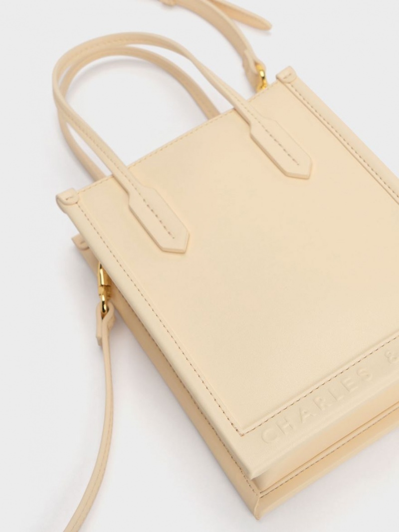 Charles & Keith Geometric Tote Veske Beige | SDUZQ8619