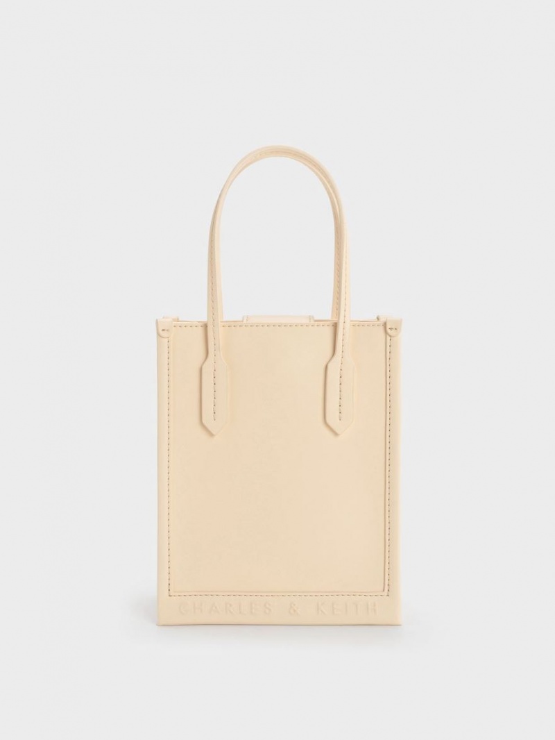 Charles & Keith Geometric Tote Veske Beige | SDUZQ8619