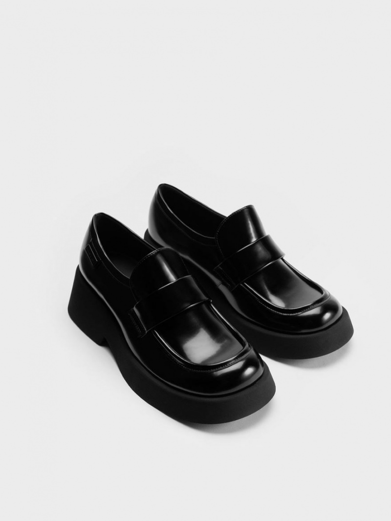 Charles & Keith Giselle Reima Chunky Loafers Svarte | XWNAD2304