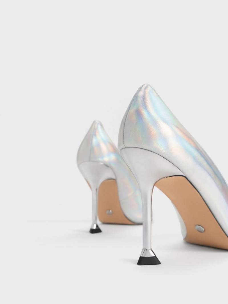 Charles & Keith Holographic Lær Gem-Embellished Pumps Multicolor | JSIEL5138