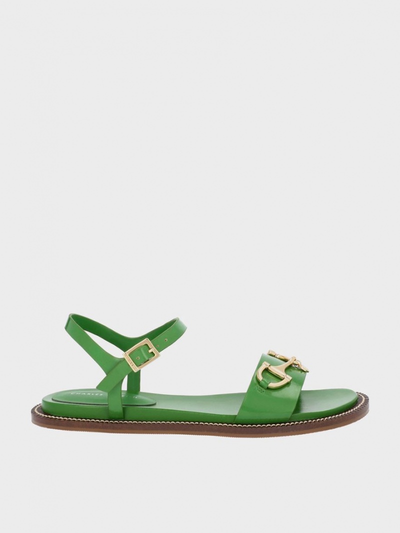 Charles & Keith Horsebit Back Sandaler Med Reim Grønn | RWVYX5107